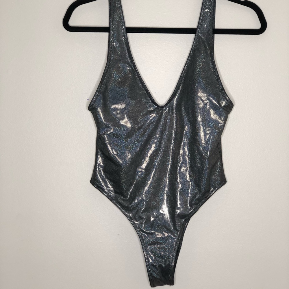 Women metallic one piece swimwear